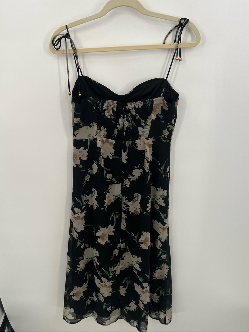 Petal & Pup Meg Bustier Black Midi Dress with Cream Floral Print - Picture 4 of 15